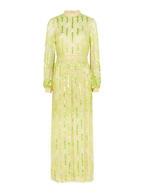 Dries Van Noten Devir Lime Sequin-Embellished Midi dress