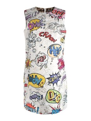 Dolce & Gabbana Comic Print Brocade Shift Dress