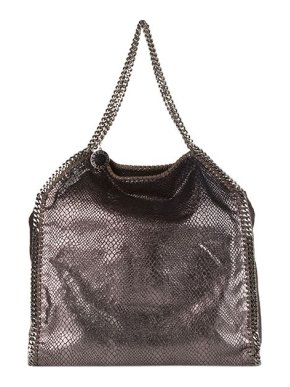 Stella McCartney metallic purple faux-snakeskin Falabella tote bag