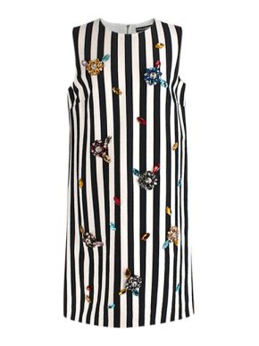 Dolce & Gabbana Crystal Embellished Striped Sleeveless Dress