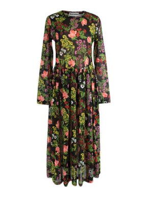 Molly Goddard Multicoloured Floral Mesh Long Sleeve Dress