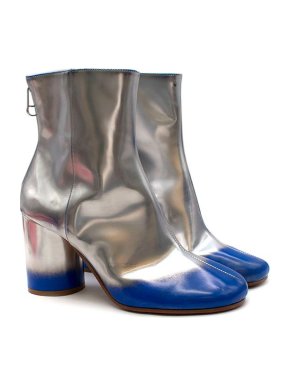 Maison Martin Margiela Silver & Blue Block Heel Ankle Boots