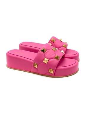 Valentino Garavani Pink Roman Stud Platform Slides