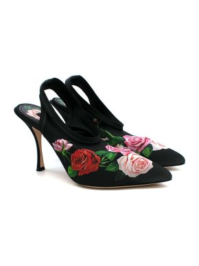 Dolce & Gabbana Floral Stretch Slingback Sandals