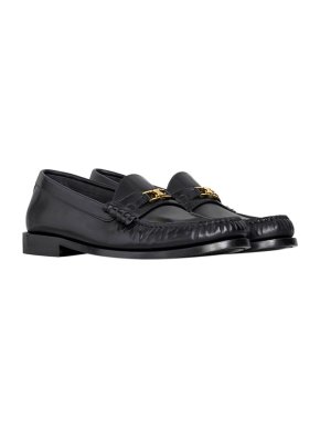 Celine black luco triomphe polished loafers
