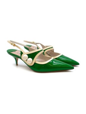 Miu Miu Green Patent Slingback Mary-Janes