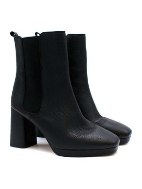 Repetto Black Grained Leather Ankle Boots