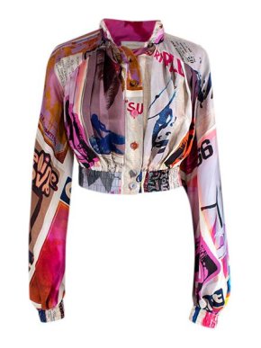 Zimmermann multicolour Wavelength silk twill cropped blouse