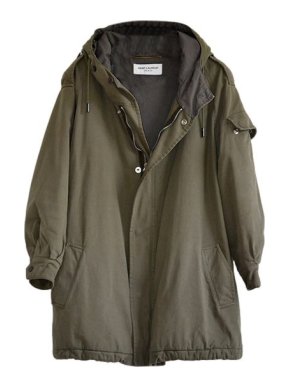 Saint Laurent Khaki Hooded Parka