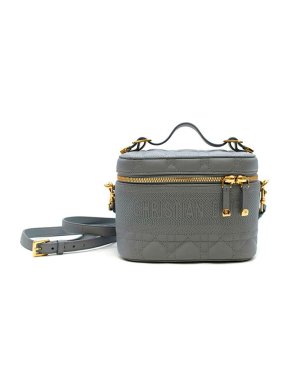 grey leather Diortravel vanity case bag