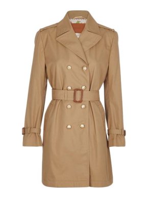 Gucci Double Breasted Beige Cotton Blend Coat