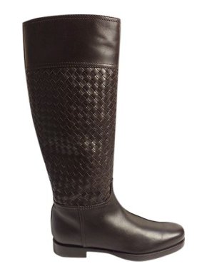 Bottega Veneta Brown Intrecciato Leather Knee Boots