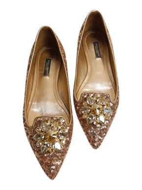 Dolce & Gabbana sequin embellished crystal pointed toe flats
