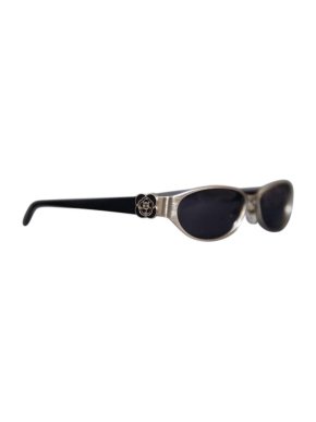Chanel Vintage Silver Camellia Slim Sunglasses