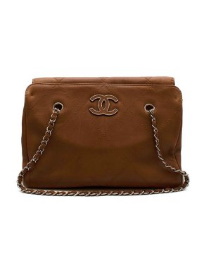 Chanel Tan Leather Large Quilt Chain Shoulder Bag