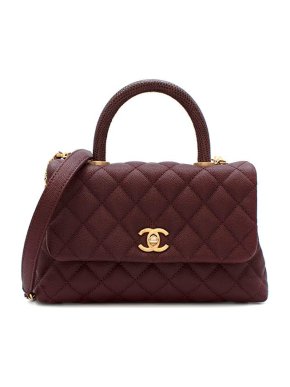 Chanel Burgundy Caviar Mini Coco Top Handle Flap Bag