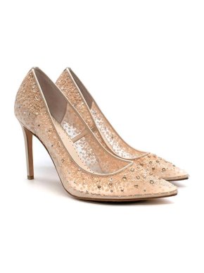 Bella Belle Elsa Nude Sequinned Pumps