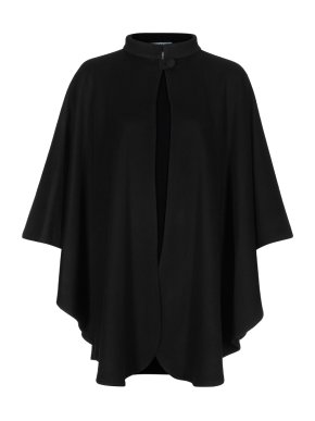 MaxMara Black Cashmere Cape Jacket