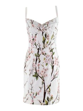 Dolce & Gabbana White Floral Print Bustier Mini Dress