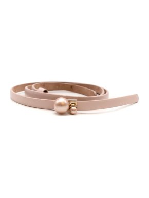 Dior Faux Pearl Blush Tribales Leather Skinny Belt - L