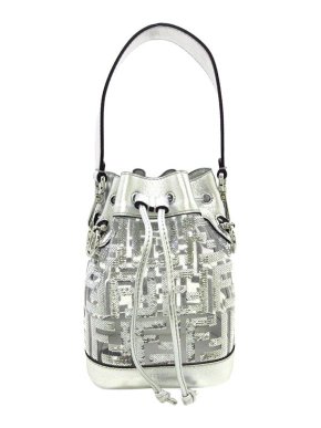 Fendi silver sequinned FF mini Mon Tresor bucket bag