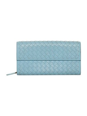Bottega Veneta blue Intrecciato leather long wallet