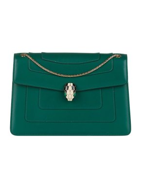 Bvlgari emerald green leather Serpenti Forever bag