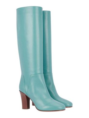 Valentino Garavani blue leather Lovestud long heeled boots
