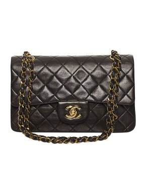 Chanel black lambskin leather quilted Double Flap bag