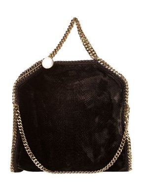 Stella McCartney brown snake embossed velvet Falabella tote bag