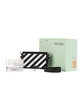 black & white striped leather mini Binder Clip bag