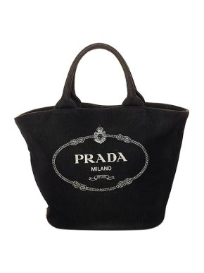 Prada black canvas Canapa Logo tote bag