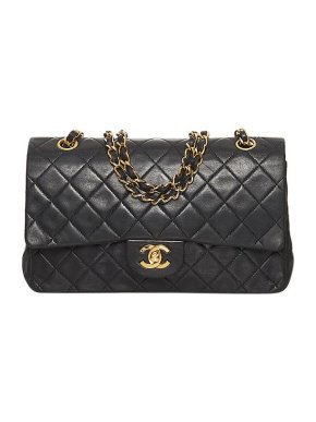 Chanel black lambskin leather quilted medium Double Flap bag