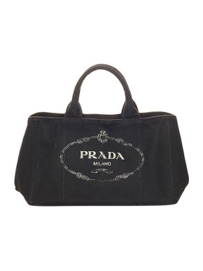 Prada black canvas Canapa Logo tote bag