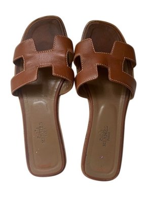 Hermes Gold Box Leather Oran Sandals