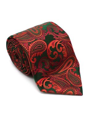 Turnbull Asser Orange & Green Paisley Embroidered Tie