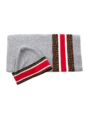 Borbonese Grey Patterned Scarf and Hat