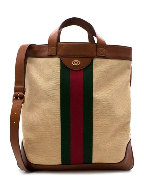 Gucci vintage beige web canvas saddle bag