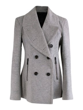 Belstaff grey wool peak lapel short coat