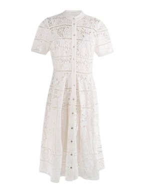 Zimmermann White Guipure Lace Shirt Dress