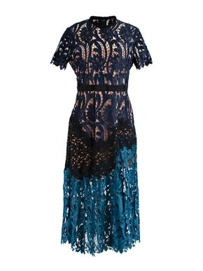 Self Portrait Prairie scalloped-trim lace midi dress