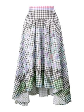 Peter Pilotto x Francis Upritchard multicolour gingham graffiti cotton skirt