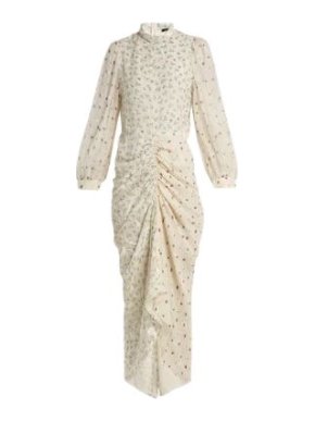 Joseph ivory floral Fay devore velvet ruched dress