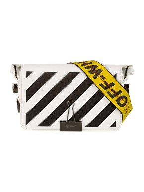 black & white leather Mini Binder Clip bag