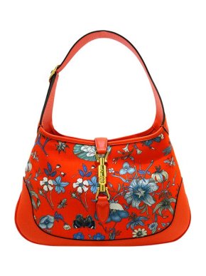 Gucci red Flora canvas New Jackie hobo bag