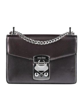 Miu Miu metallic black leather Confidential crossbody bag