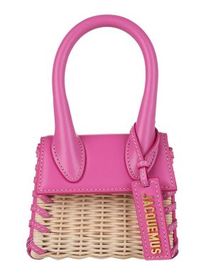 Jacquemus pink leather & wicker Le Chiquito Mini bag