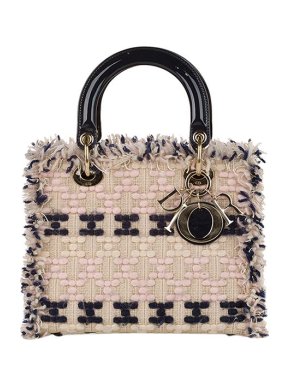 natural, pink & black tweed Lady Dior bag