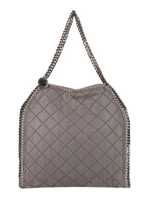 Stella McCartney grey vegan leather quilted Falabella tote bag