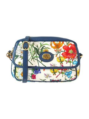 Gucci Flora canvas & blue leather crossbody bag
